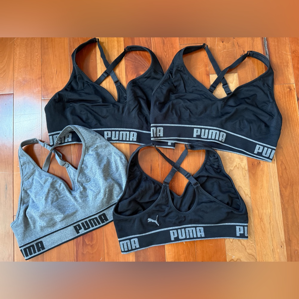 Puma Black and Gray Sports Bra Collection